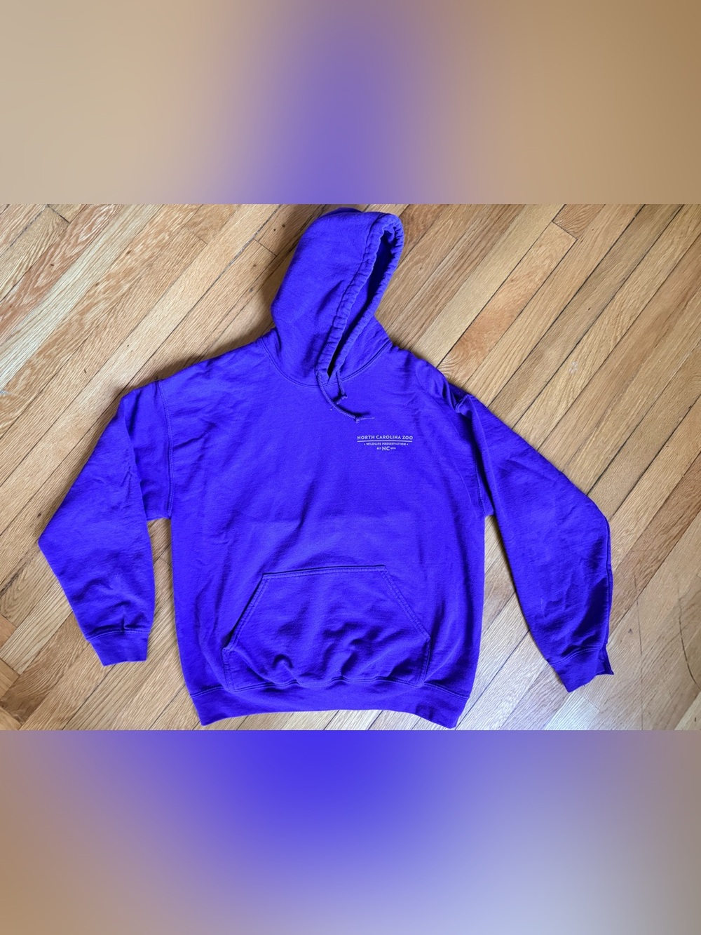 Gildan Purple Crewneck Hoodie - North Carolina Zoo - Bold Purple Pullover